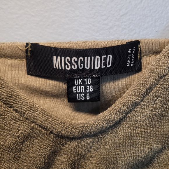 Missguided Toweling Crop Bralette Top Womens Size 6 Green Olive/Army Terry Cloth - Picture 5 of 7